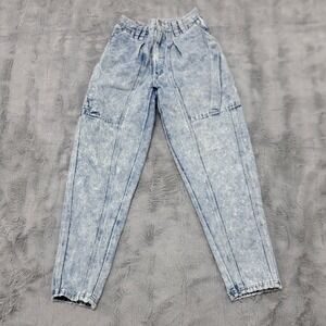 Vintage Bugle Boys Jeans Womens 28x27 Blue Acid Wash Pleated‎ Taper 80s 90s